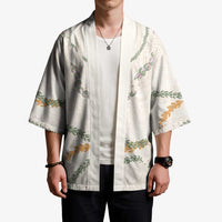 Aloha Lei Mikioi Kimono Beige Polynesian Tribal Tatau Pattern LT9 - Polynesian Pride