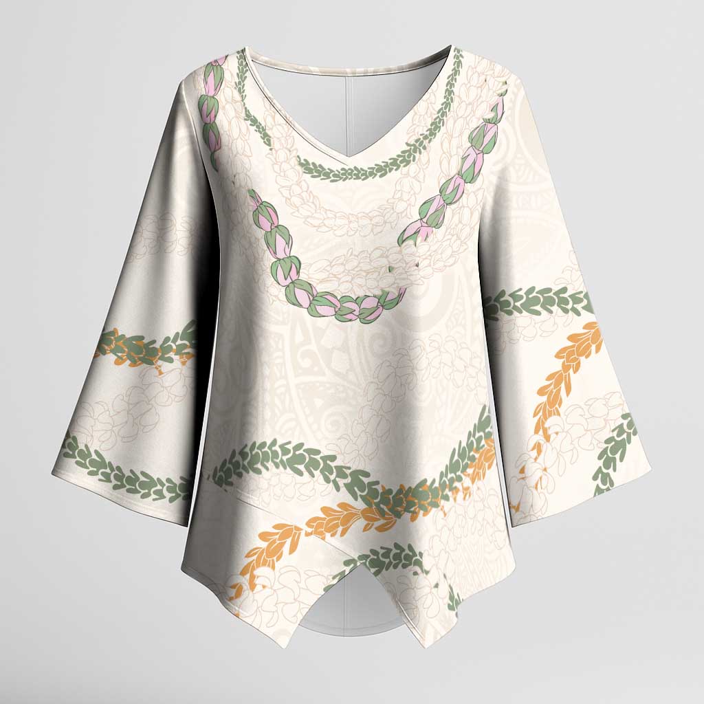 Aloha Lei Mikioi Kimono Sleeve Blouse - Beige Polynesian Tribal Tatau Pattern LT9 Female Beige - Polynesian Pride