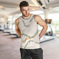 Aloha Lei Mikioi Men Tank Top Beige Polynesian Tribal Tatau Pattern LT9 Beige - Polynesian Pride