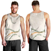 Aloha Lei Mikioi Men Tank Top Beige Polynesian Tribal Tatau Pattern LT9 - Polynesian Pride