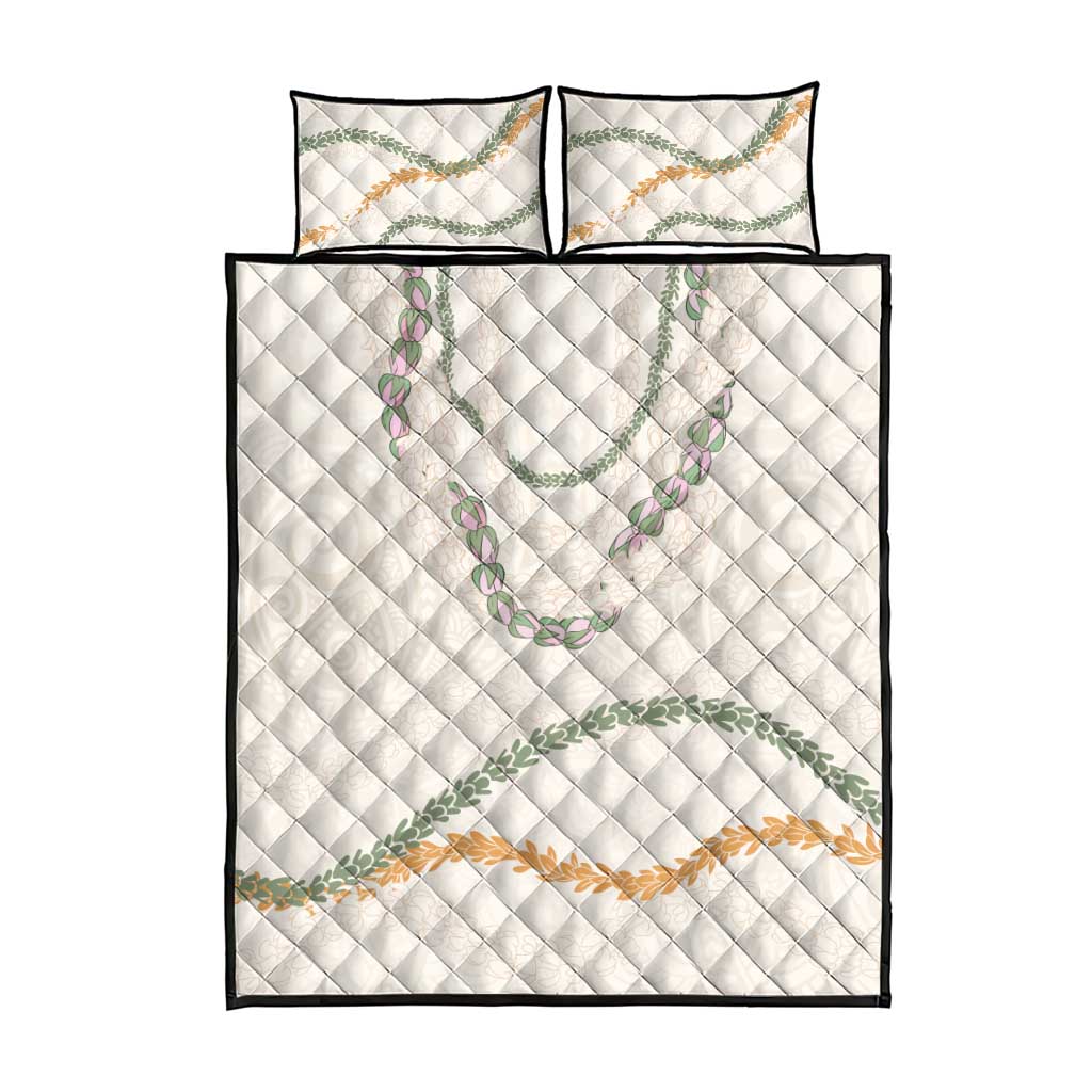 Aloha Lei Mikioi Quilt Bed Set Beige Polynesian Tribal Tatau Pattern LT9 - Polynesian Pride
