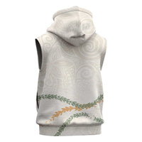 Aloha Lei Mikioi Sleeveless Hoodie Beige Polynesian Tribal Tatau Pattern LT9 - Polynesian Pride