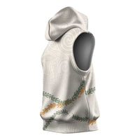 Aloha Lei Mikioi Sleeveless Hoodie Beige Polynesian Tribal Tatau Pattern LT9 - Polynesian Pride