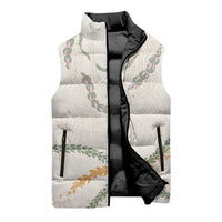 Aloha Lei Mikioi Sleeveless Puffer Jacket Beige Polynesian Tribal Tatau Pattern LT9 - Polynesian Pride