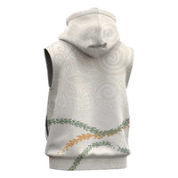 Aloha Lei Mikioi Sleeveless Zip Hoodie Beige Polynesian Tribal Tatau Pattern LT9 - Polynesian Pride