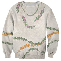 Aloha Lei Mikioi Sweatshirt Beige Polynesian Tribal Tatau Pattern LT9 Unisex Beige - Polynesian Pride