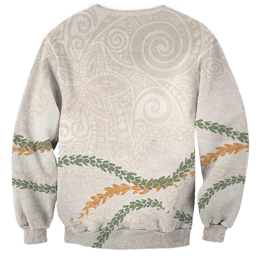Aloha Lei Mikioi Sweatshirt Beige Polynesian Tribal Tatau Pattern LT9 - Polynesian Pride