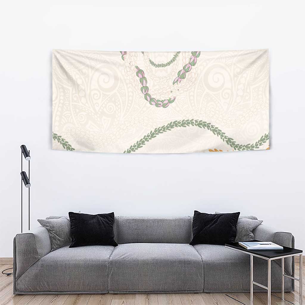 Aloha Lei Mikioi Tapestry Beige Polynesian Tribal Tatau Pattern