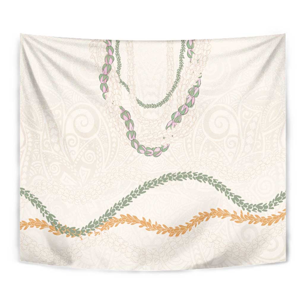 Aloha Lei Mikioi Tapestry Beige Polynesian Tribal Tatau Pattern