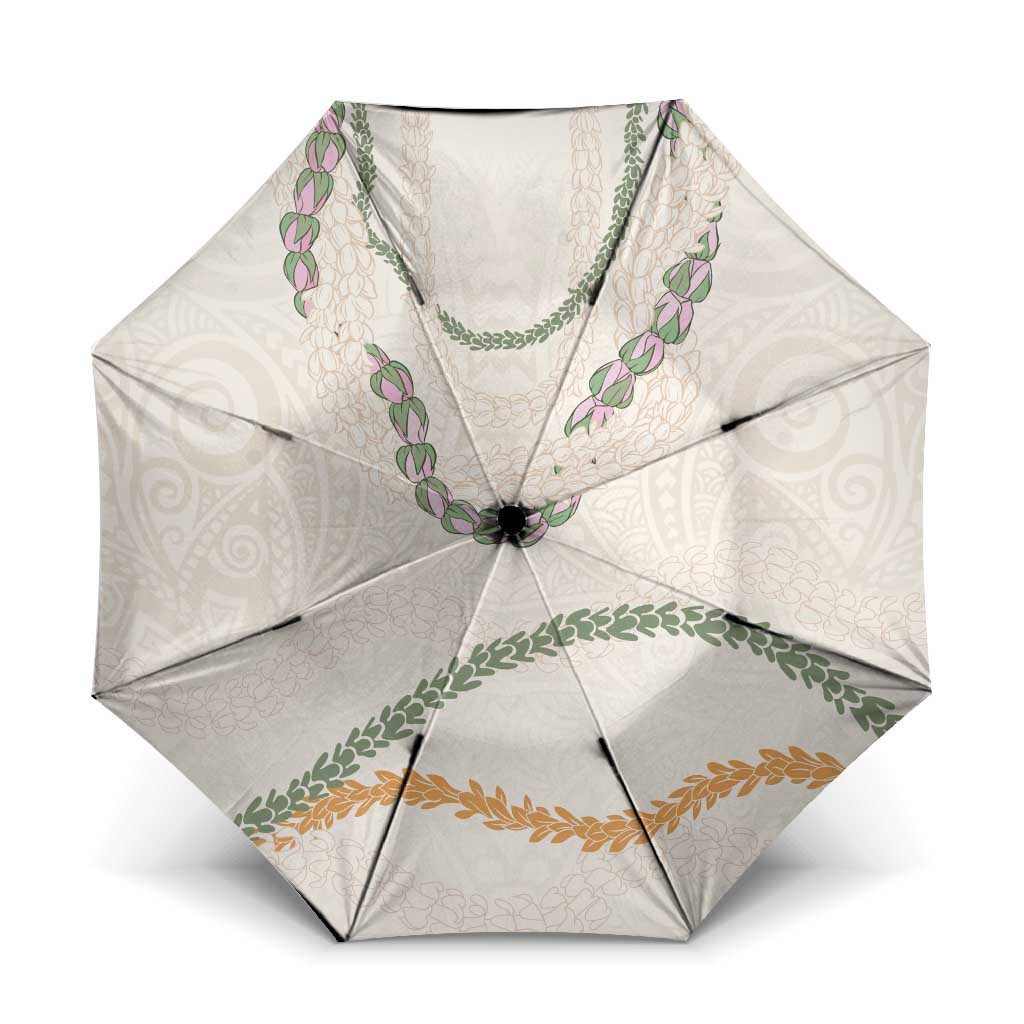 Aloha Lei Mikioi Umbrella Beige Polynesian Tribal Tatau Pattern LT9 One Size Folded 11.42 inch Opened Diameter 37.4 inch Beige - Polynesian Pride