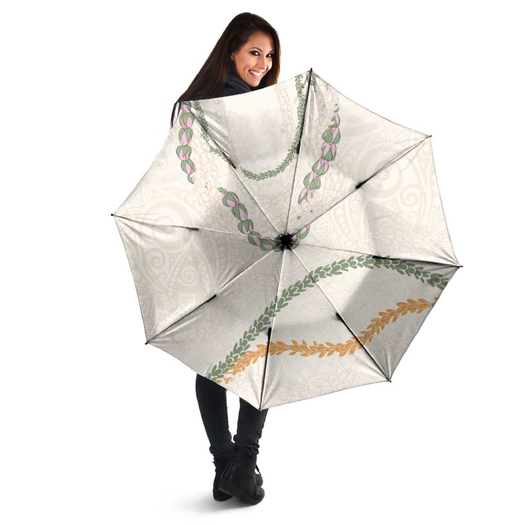 Aloha Lei Mikioi Umbrella Beige Polynesian Tribal Tatau Pattern LT9 - Polynesian Pride