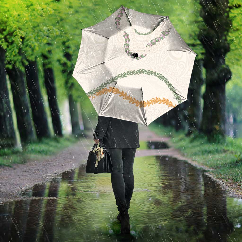 Aloha Lei Mikioi Umbrella Beige Polynesian Tribal Tatau Pattern LT9 - Polynesian Pride