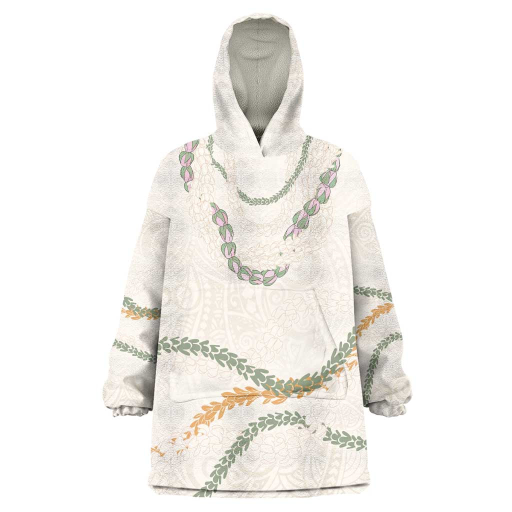 Aloha Lei Mikioi Wearable Blanket Hoodie Beige Polynesian Tribal Tatau Pattern LT9 One Size Beige - Polynesian Pride