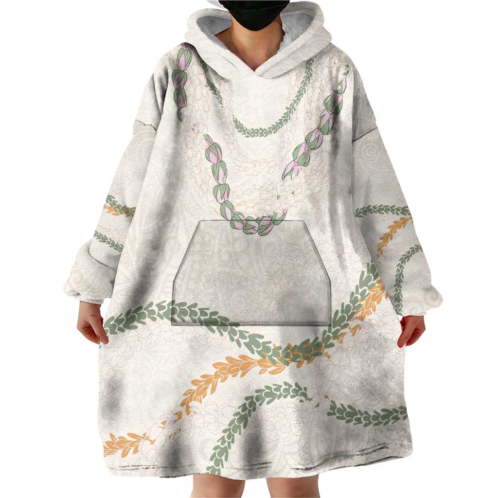 Aloha Lei Mikioi Wearable Blanket Hoodie Beige Polynesian Tribal Tatau Pattern LT9 - Polynesian Pride