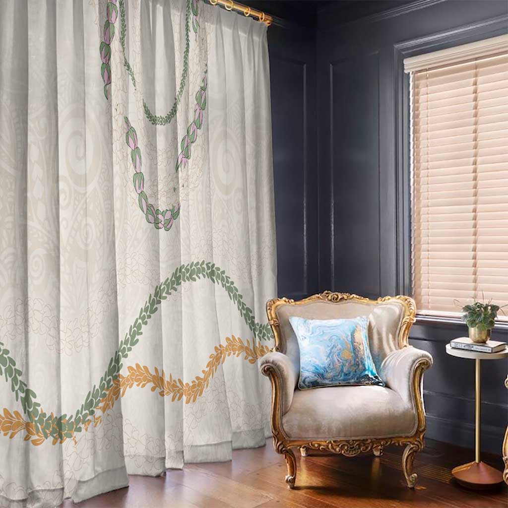 Aloha Lei Mikioi Window Curtain Beige Polynesian Tribal Tatau Pattern LT9 - Polynesian Pride