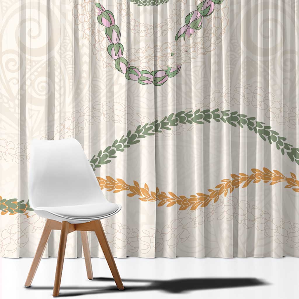 Aloha Lei Mikioi Window Curtain Beige Polynesian Tribal Tatau Pattern LT9 - Polynesian Pride