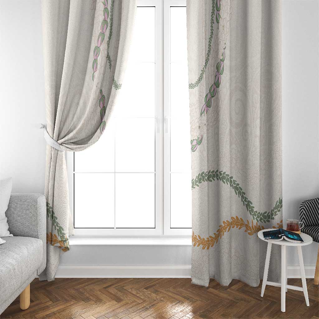 Aloha Lei Mikioi Window Curtain Beige Polynesian Tribal Tatau Pattern LT9 - Polynesian Pride
