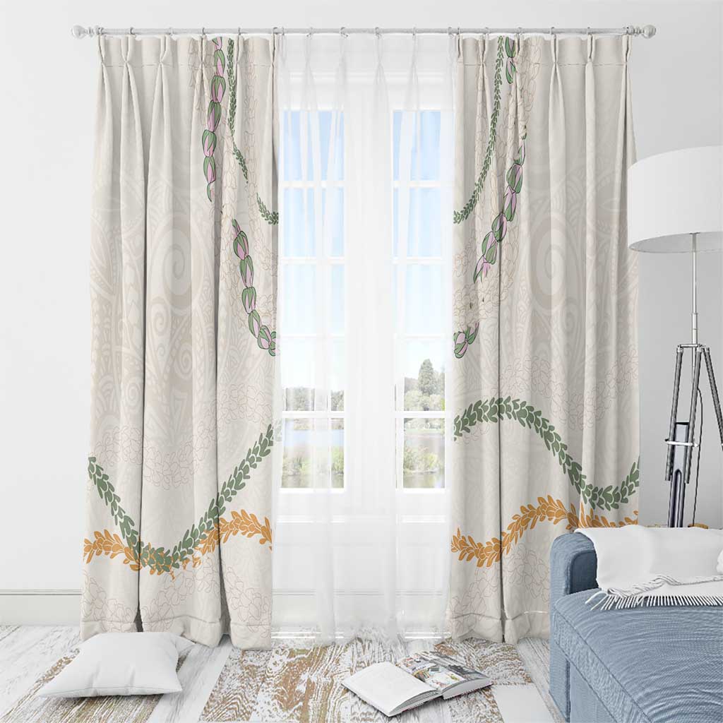 Aloha Lei Mikioi Window Curtain Beige Polynesian Tribal Tatau Pattern LT9 - Polynesian Pride