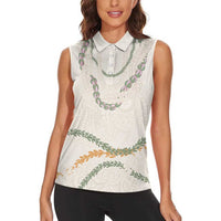 Aloha Lei Mikioi Women Sleeveless Polo Shirt Beige Polynesian Tribal Tatau Pattern LT9 - Polynesian Pride