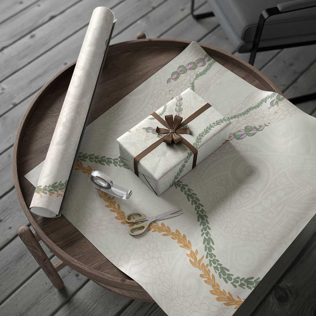 Aloha Lei Mikioi Wrapping Paper Beige Polynesian Tribal Tatau Pattern LT9 - Polynesian Pride