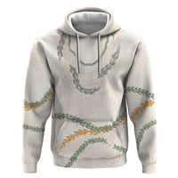 Aloha Lei Mikioi Zip Hoodie Beige Polynesian Tribal Tatau Pattern