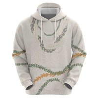 Aloha Lei Mikioi Zip Hoodie Beige Polynesian Tribal Tatau Pattern