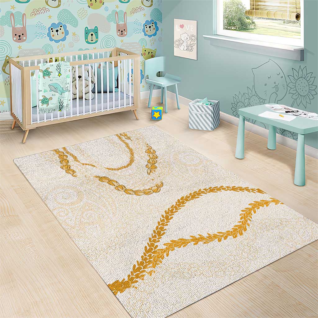 Aloha Lei Mikioi Area Rug Gold Polynesian Tribal Tatau Pattern