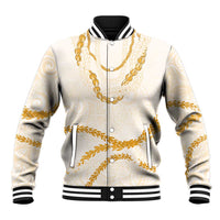 Aloha Lei Mikioi Baseball Jacket Gold Polynesian Tribal Tatau Pattern