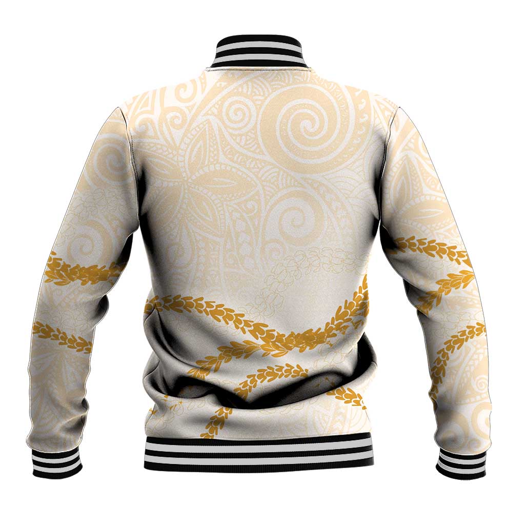 Aloha Lei Mikioi Baseball Jacket Gold Polynesian Tribal Tatau Pattern