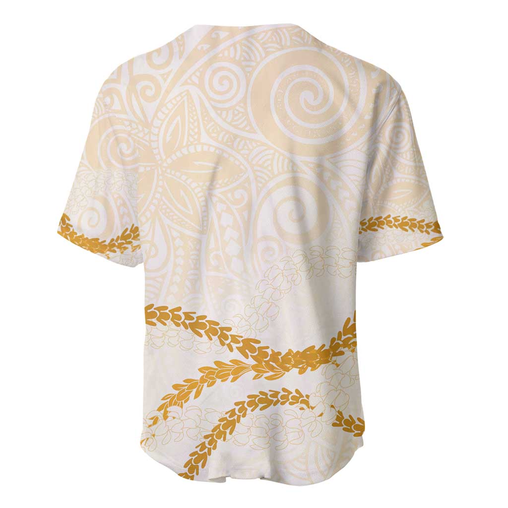 Aloha Lei Mikioi Baseball Jersey Gold Polynesian Tribal Tatau Pattern