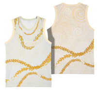 Aloha Lei Mikioi Basketball Jersey Gold Polynesian Tribal Tatau Pattern LT9 - Polynesian Pride