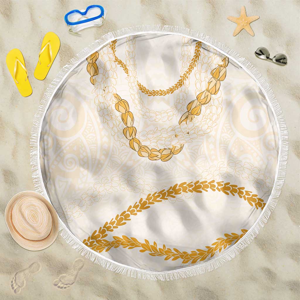 Aloha Lei Mikioi Beach Blanket Gold Polynesian Tribal Tatau Pattern LT9 One Size 150cm Gold - Polynesian Pride