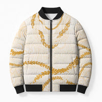 Aloha Lei Mikioi Bomber Puffer Jacket Gold Polynesian Tribal Tatau Pattern LT9 Unisex Gold - Polynesian Pride