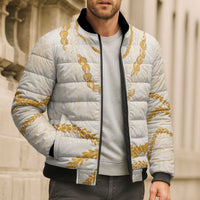Aloha Lei Mikioi Bomber Puffer Jacket Gold Polynesian Tribal Tatau Pattern LT9 - Polynesian Pride