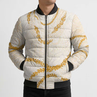 Aloha Lei Mikioi Bomber Puffer Jacket Gold Polynesian Tribal Tatau Pattern LT9 - Polynesian Pride