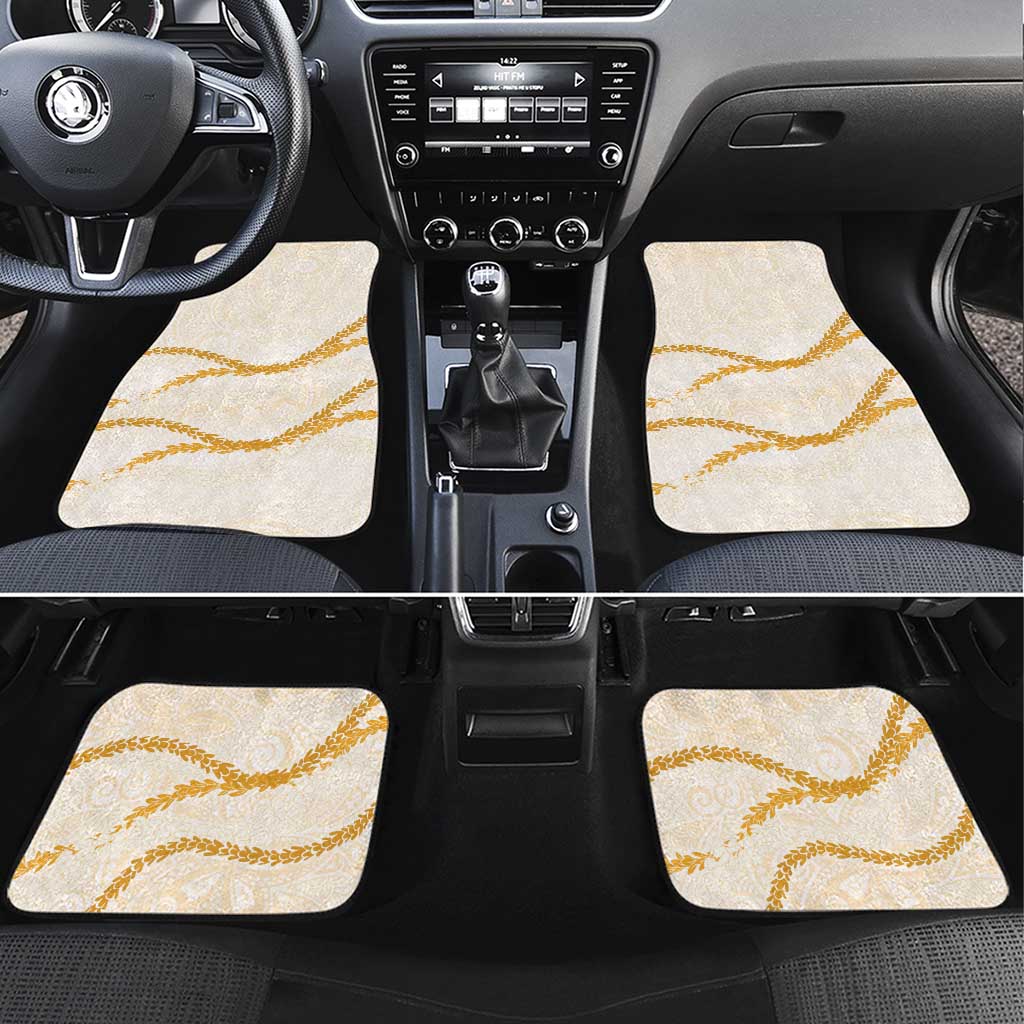 Aloha Lei Mikioi Car Mats Gold Polynesian Tribal Tatau Pattern LT9 Set 4pcs Gold - Polynesian Pride
