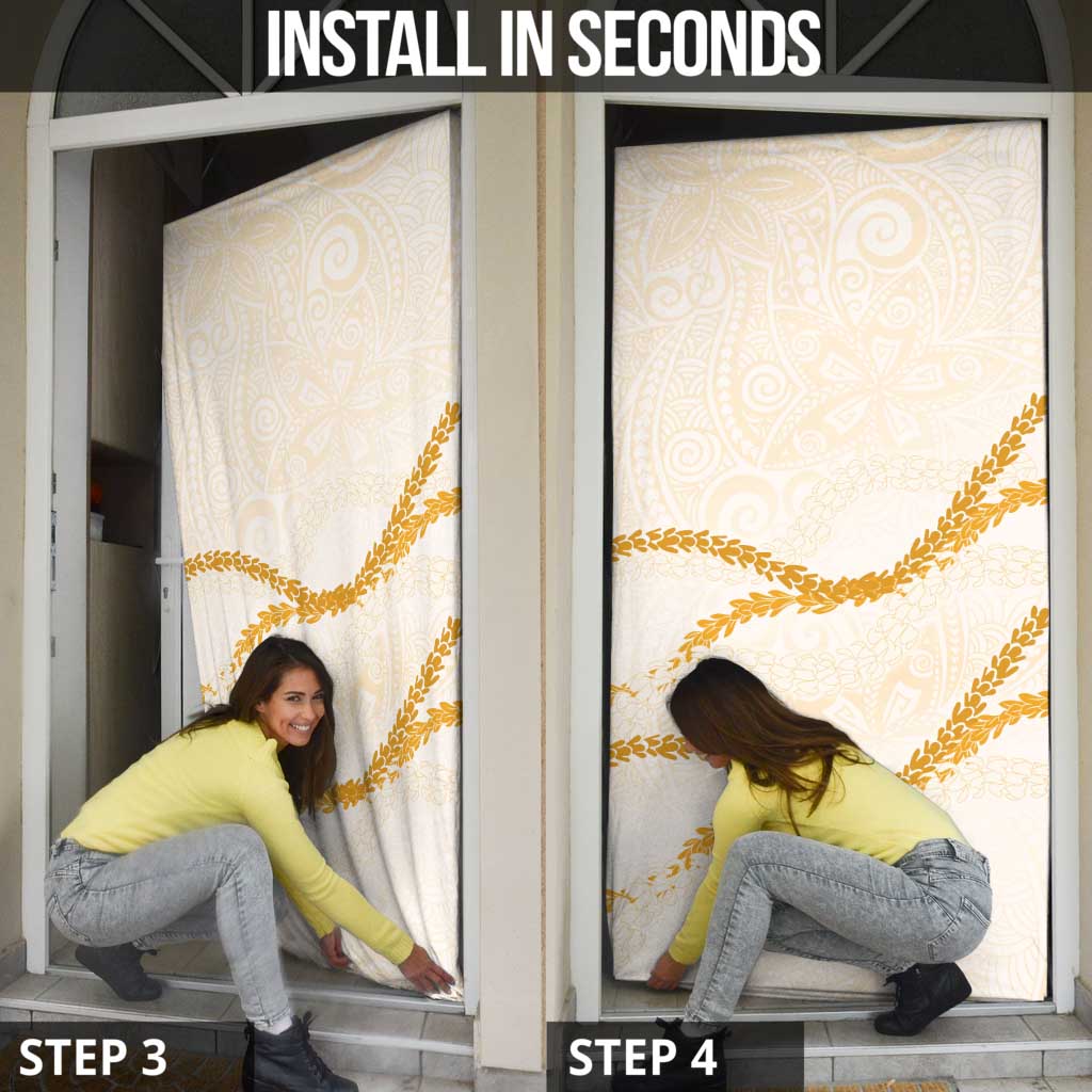 Aloha Lei Mikioi Door Cover Gold Polynesian Tribal Tatau Pattern LT9 - Polynesian Pride