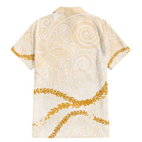 Aloha Lei Mikioi Family Matching Mermaid Dress and Hawaiian Shirt Gold Polynesian Tribal Tatau Pattern