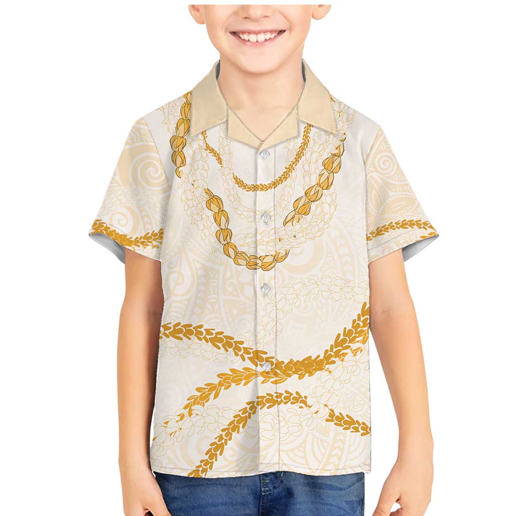 Aloha Lei Mikioi Family Matching Mermaid Dress and Hawaiian Shirt Gold Polynesian Tribal Tatau Pattern