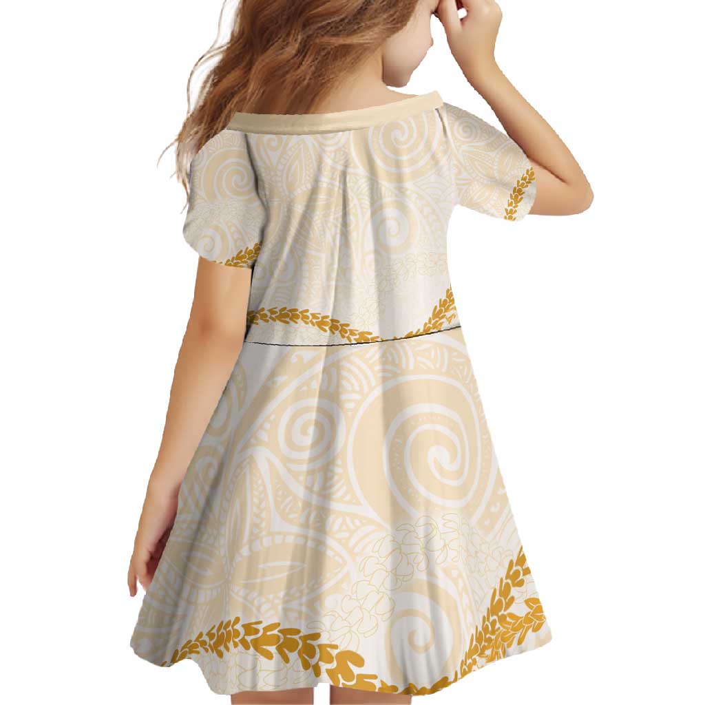 Aloha Lei Mikioi Family Matching Off Shoulder Maxi Dress and Hawaiian Shirt Gold Polynesian Tribal Tatau Pattern