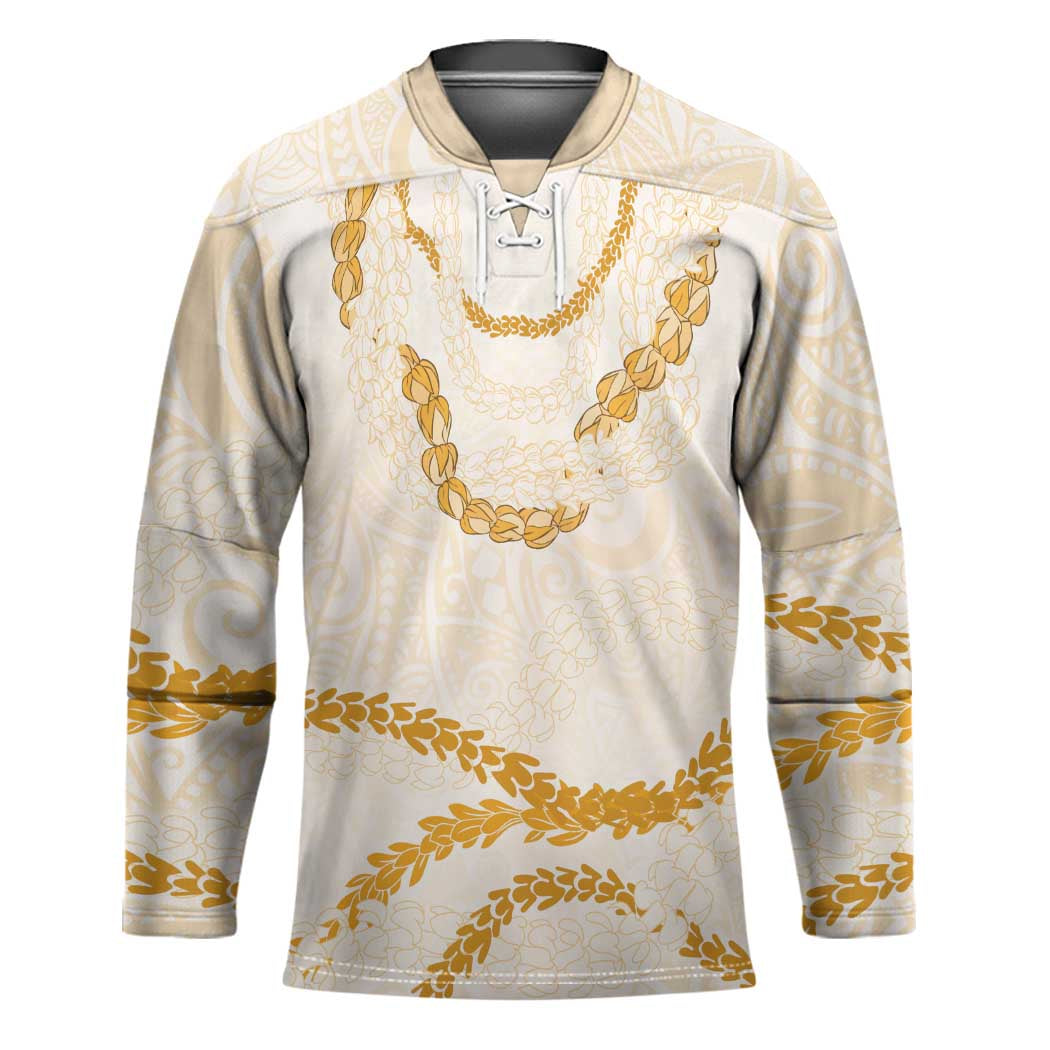 Aloha Lei Mikioi Hockey Jersey Gold Polynesian Tribal Tatau Pattern LT9 Unisex Gold - Polynesian Pride