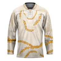 Aloha Lei Mikioi Hockey Jersey Gold Polynesian Tribal Tatau Pattern LT9 Unisex Gold - Polynesian Pride