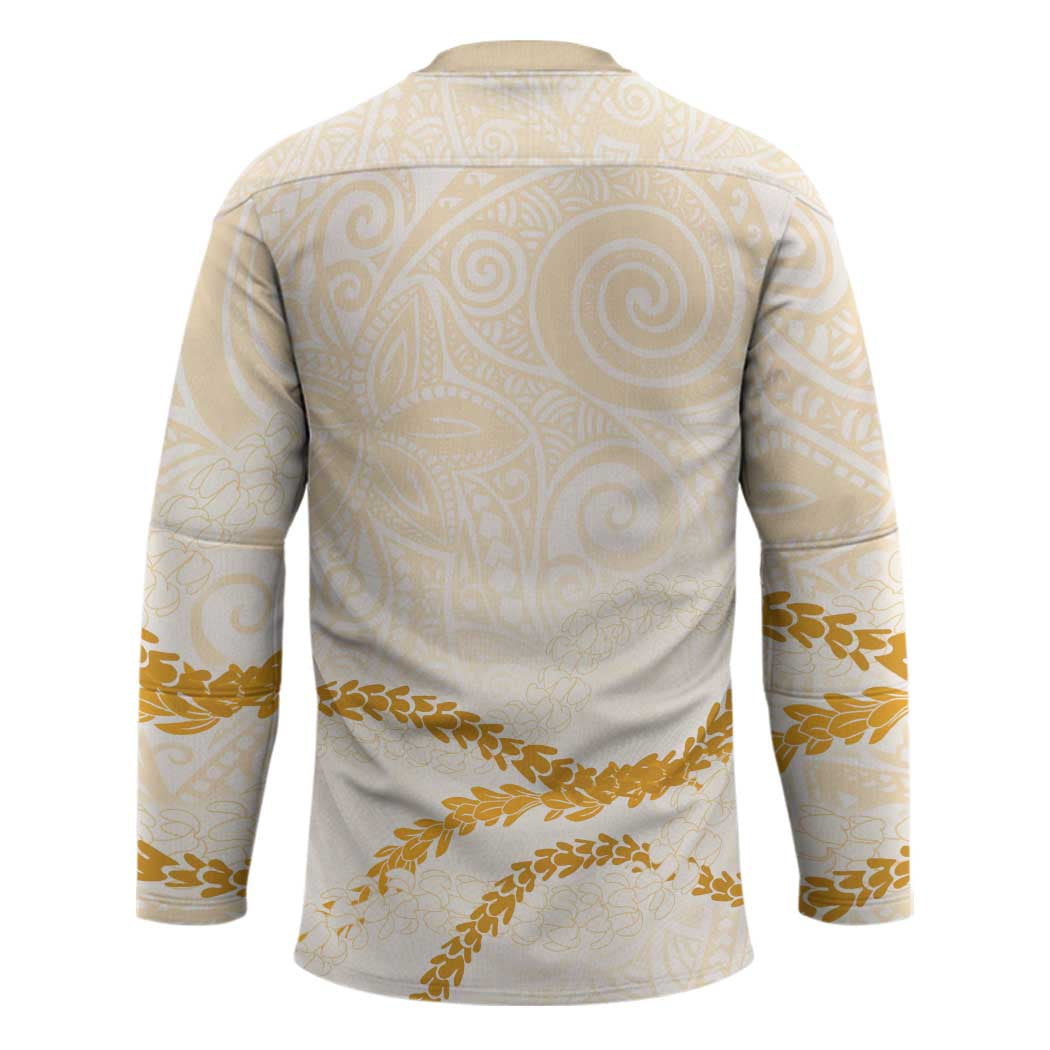 Aloha Lei Mikioi Hockey Jersey Gold Polynesian Tribal Tatau Pattern LT9 - Polynesian Pride