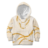 Aloha Lei Mikioi Kid Hoodie Gold Polynesian Tribal Tatau Pattern