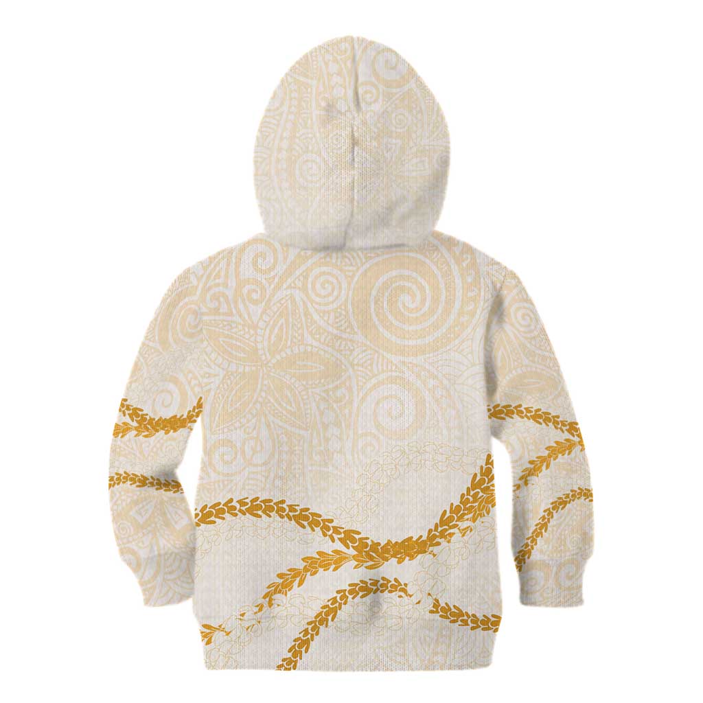 Aloha Lei Mikioi Kid Hoodie Gold Polynesian Tribal Tatau Pattern