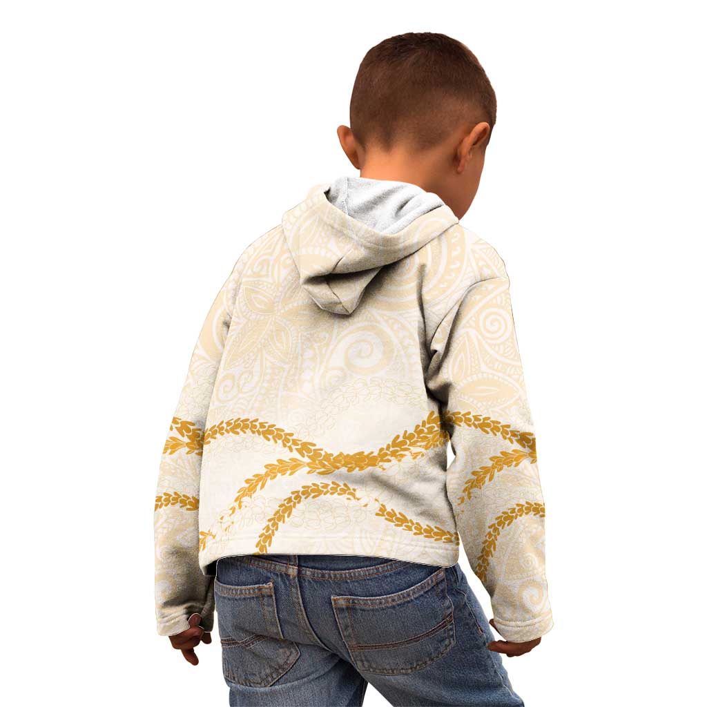 Aloha Lei Mikioi Kid Hoodie Gold Polynesian Tribal Tatau Pattern