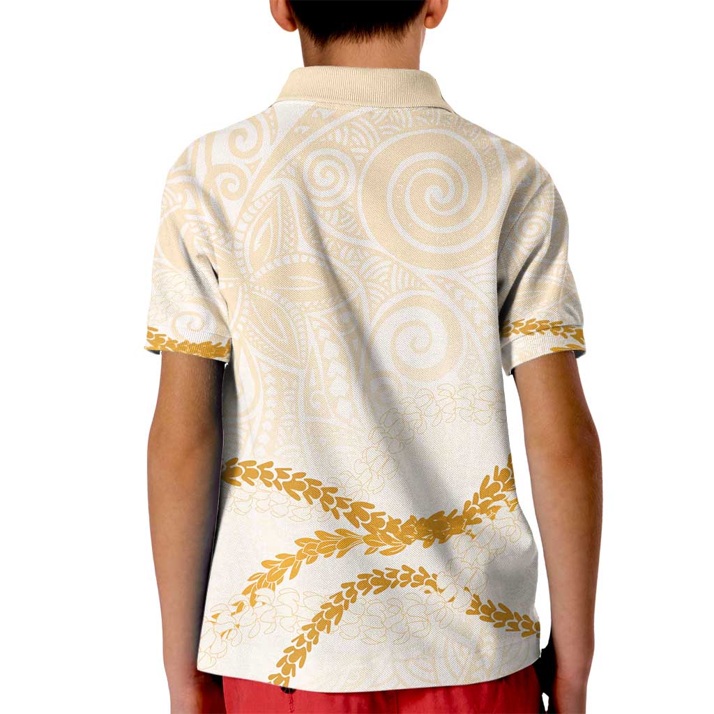 Aloha Lei Mikioi Kid Polo Shirt Gold Polynesian Tribal Tatau Pattern LT9 - Polynesian Pride