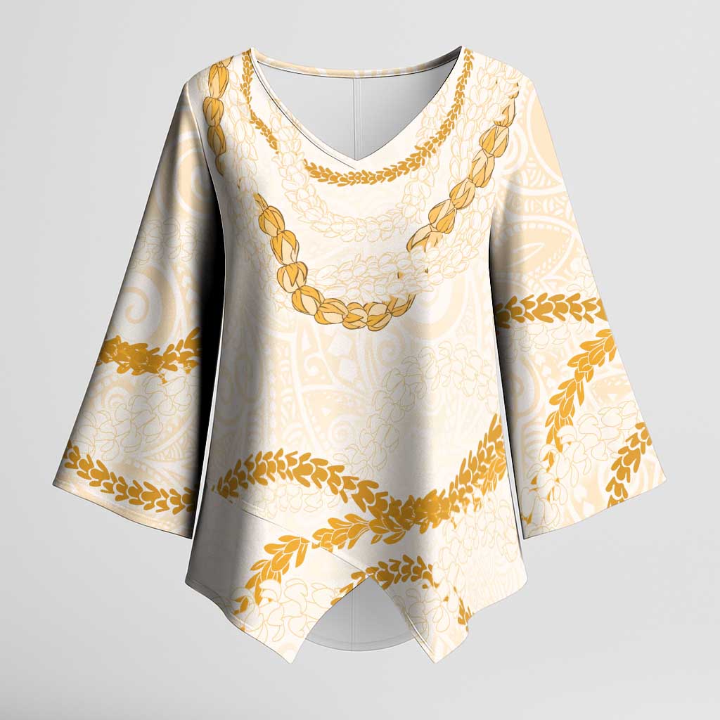 Aloha Lei Mikioi Kimono Sleeve Blouse Gold Polynesian Tribal Tatau Pattern LT9 Female Gold - Polynesian Pride