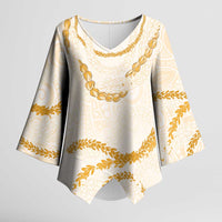 Aloha Lei Mikioi Kimono Sleeve Blouse Gold Polynesian Tribal Tatau Pattern LT9 Female Gold - Polynesian Pride