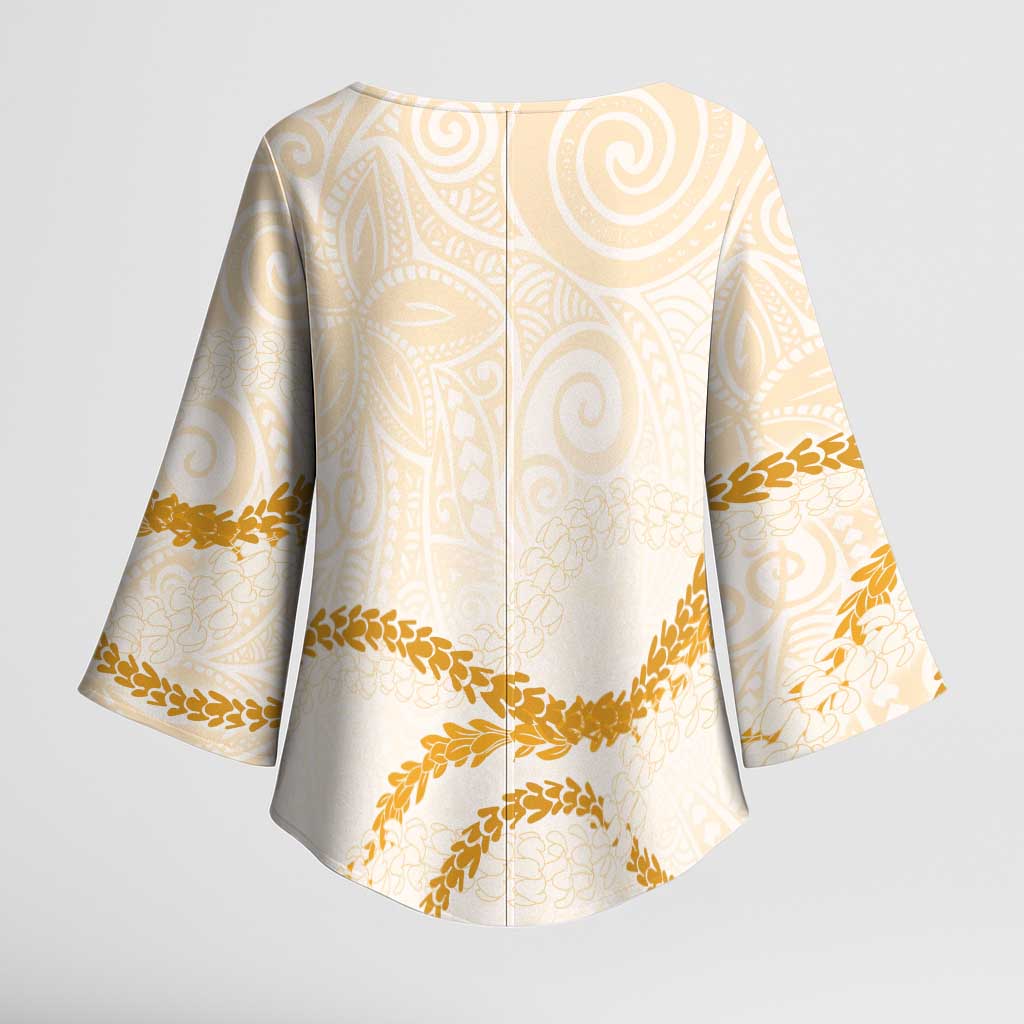 Aloha Lei Mikioi Kimono Sleeve Blouse Gold Polynesian Tribal Tatau Pattern LT9 - Polynesian Pride
